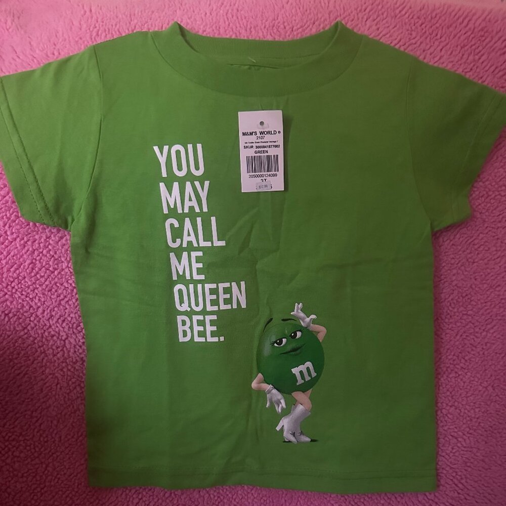 M&M's World "You Can Call Me Queen Bee" Green M&M T-shirt- 2T
